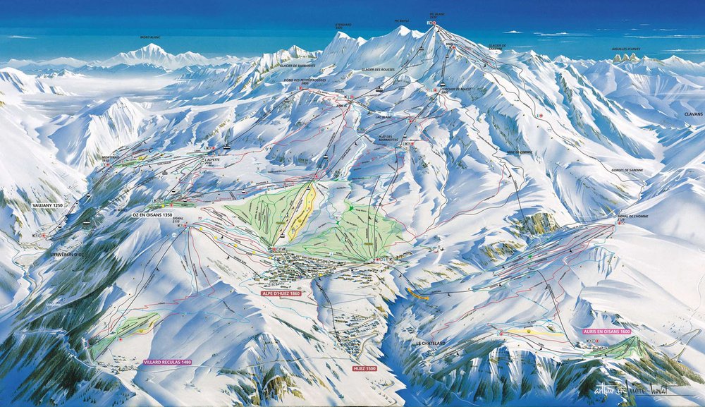 Alpe d'Huez skigebied kaart
